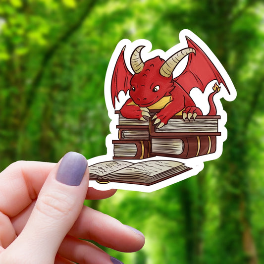 BOOK READING DRAGON STICKER