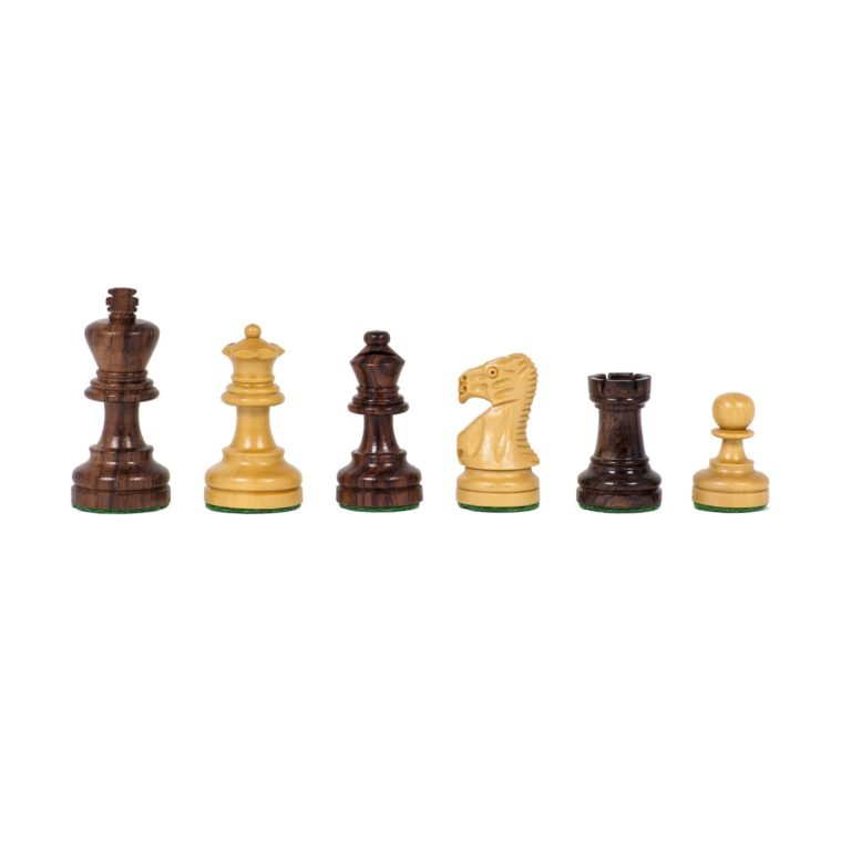 STAUNTON CHESS SET - WEIGHTED ACACIA & BOXWOOD PIECES W/ 12" WOODEN BOARD