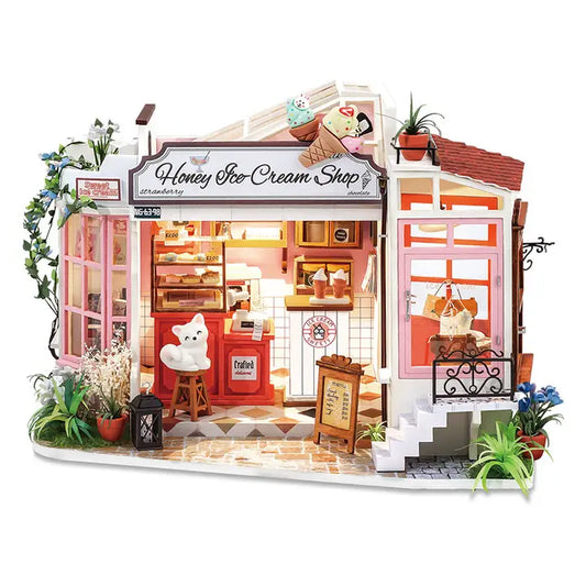 HONEY ICE CREAM SHOP 3-D WOODEN MINIATURE BOOK NOOK KIT