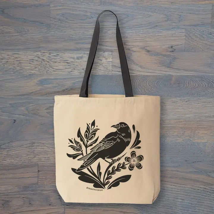 CROW FOLK ART TOTE BAG