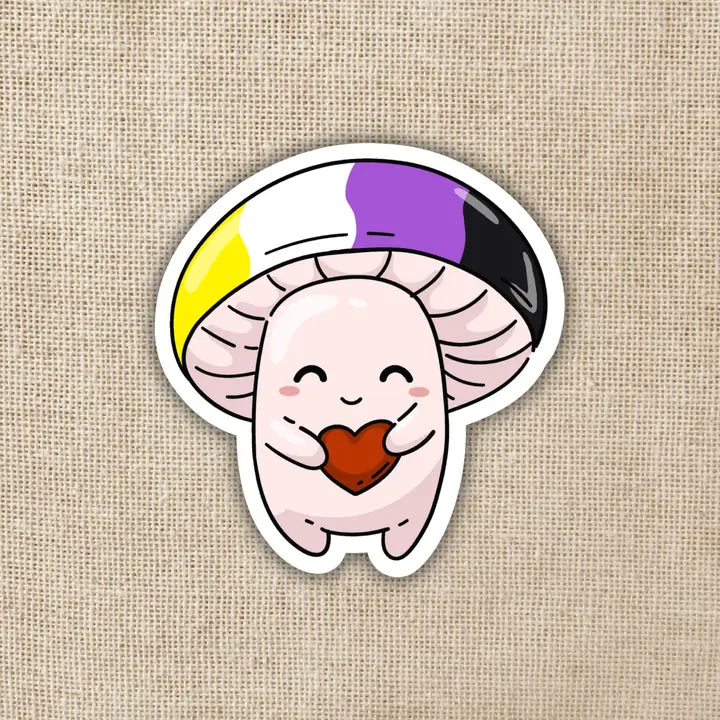 NONBINARY PRIDE MUSHROOM STICKER