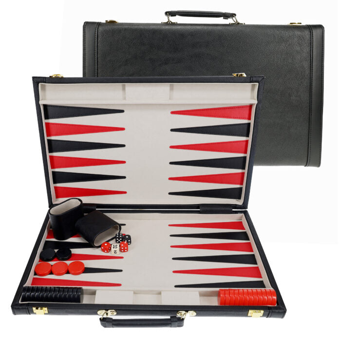 BACKGAMMON 21" TOURNAMENT, BLACK TRAVEL ATTACHE