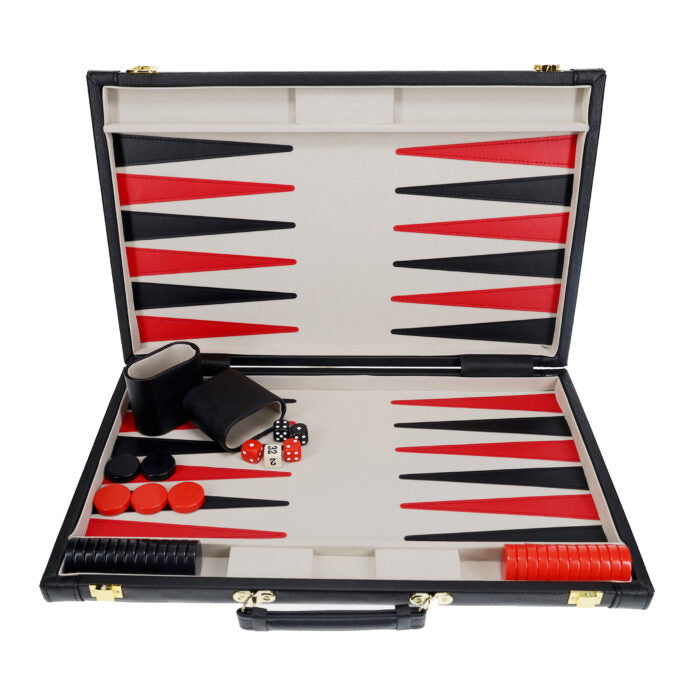 BACKGAMMON 21" TOURNAMENT, BLACK TRAVEL ATTACHE