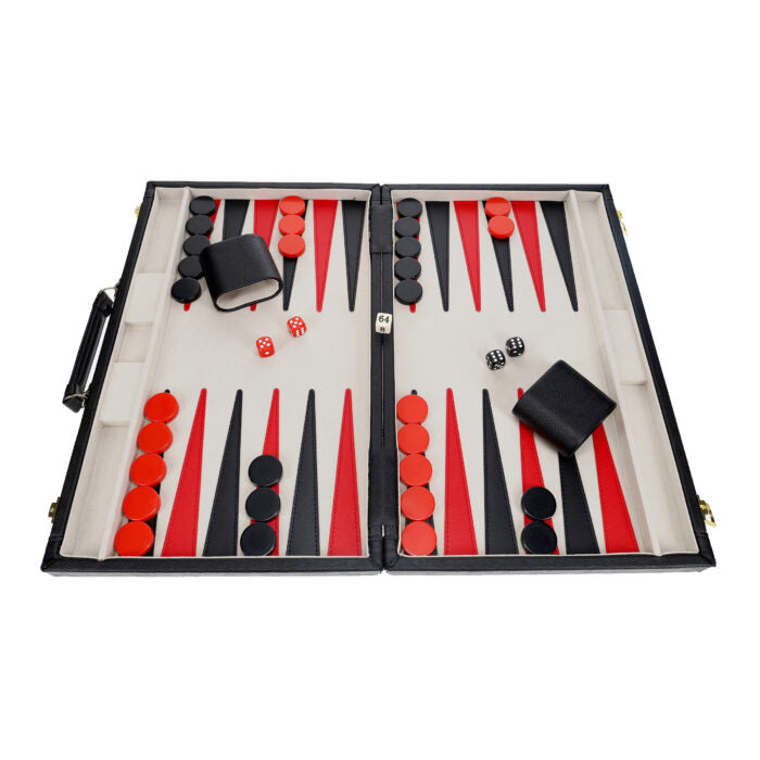 BACKGAMMON 21" TOURNAMENT, BLACK TRAVEL ATTACHE