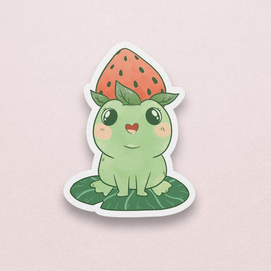 STRAWBERRY HAT FROG STICKER