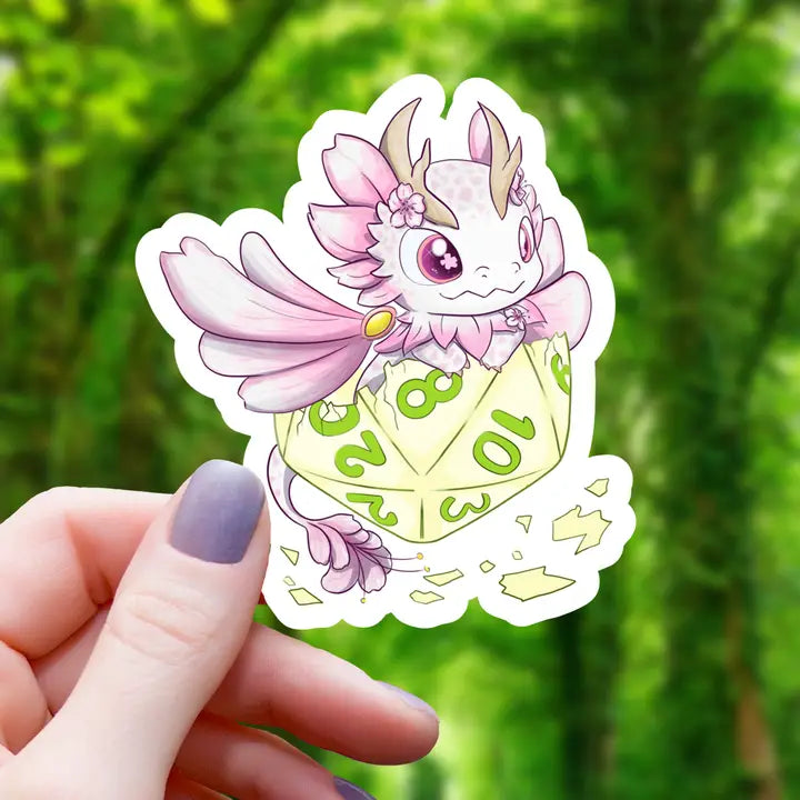 BABY FLOWER DRAGON ON D20 STICKER