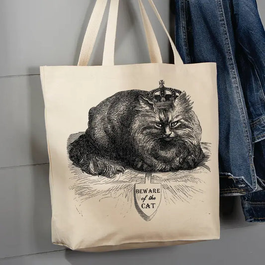 BEWARE OF THE CAT CANVAS TOTE BAG