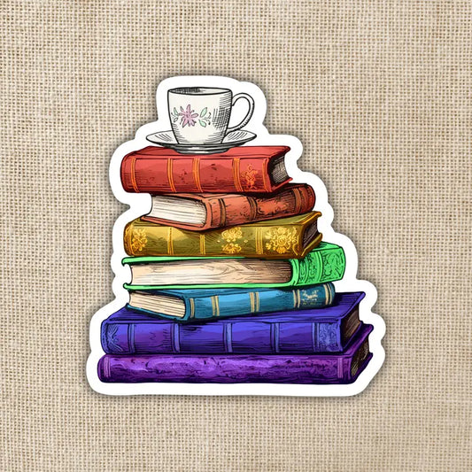 RAINBOW BOOK STACK WITH TEA STICKER