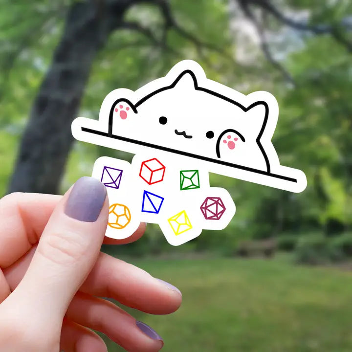 CAT THROWING DICE STICKER