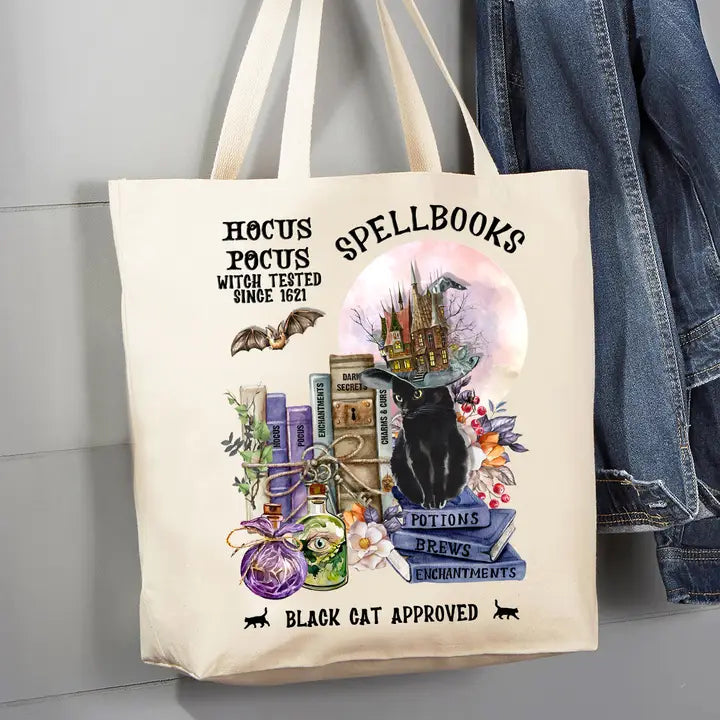 SPELLBOOKS HALLOWEEN CANVAS TOTE BAG