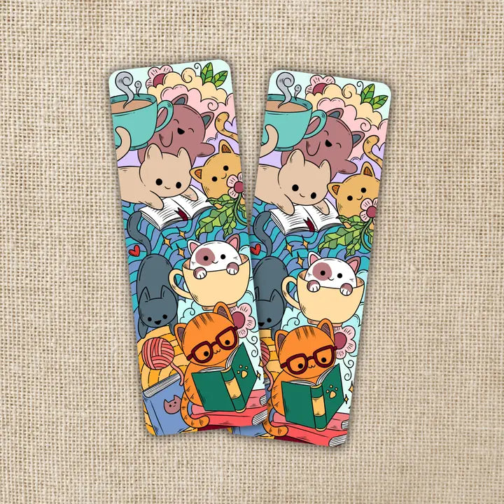 READING CAT PILE BOOKMARK