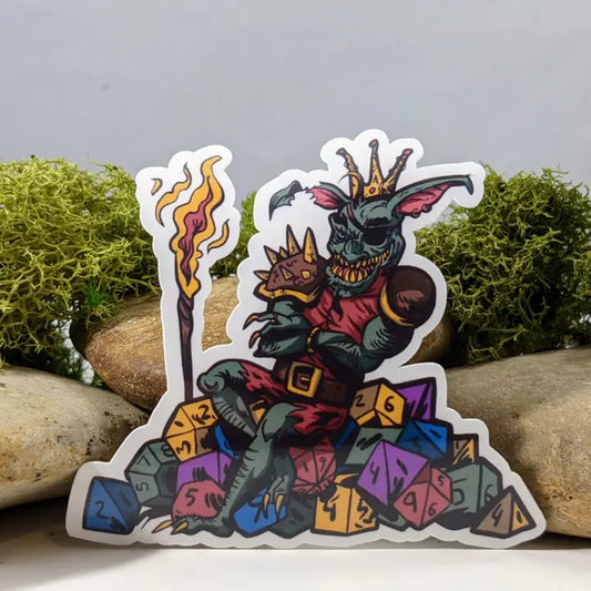 DICE GOBLIN WITH HOARDING PILE STICKER