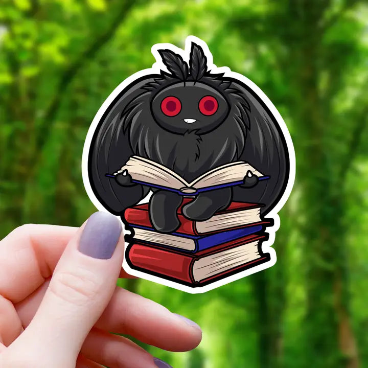 MOTHMAN READING BOOKS STICKER – Games and Stuff