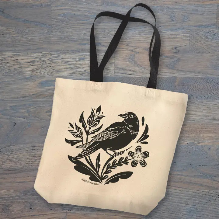 CROW FOLK ART TOTE BAG