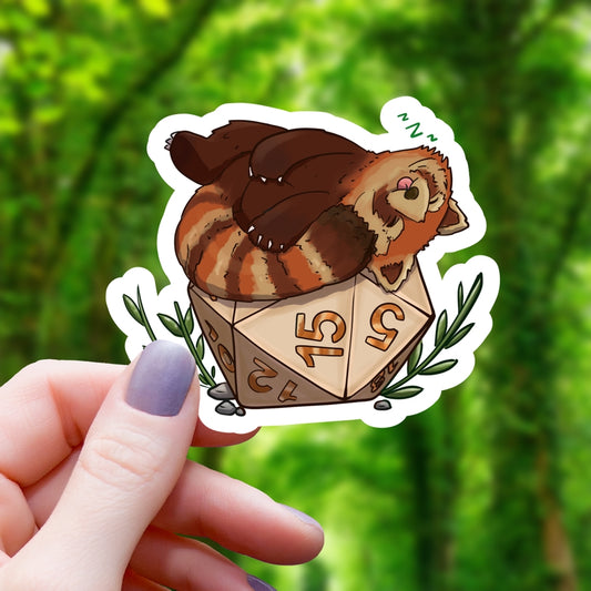 RED PANDA ON D20 STICKER