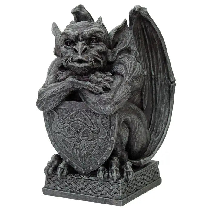 GARGOYLE HOLDING SHIELD STATUE