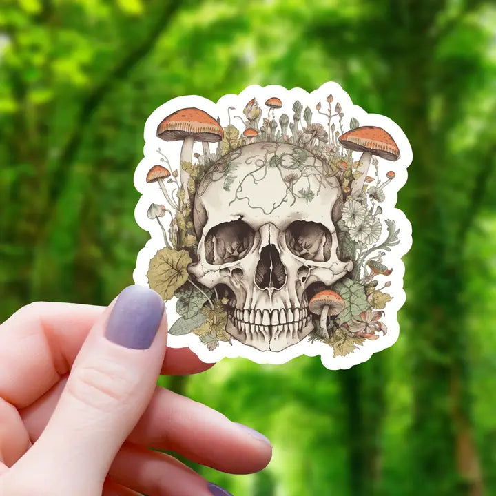 SKULL AND MUSHROOMS STICKER