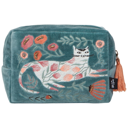 CAT BLOOM VELVET EMBROIDERED POUCH BY DANICA STUDIO