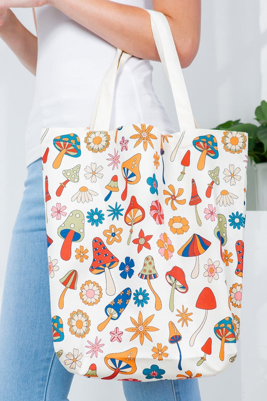 RETRO MUSHROOMS TOTE BAG