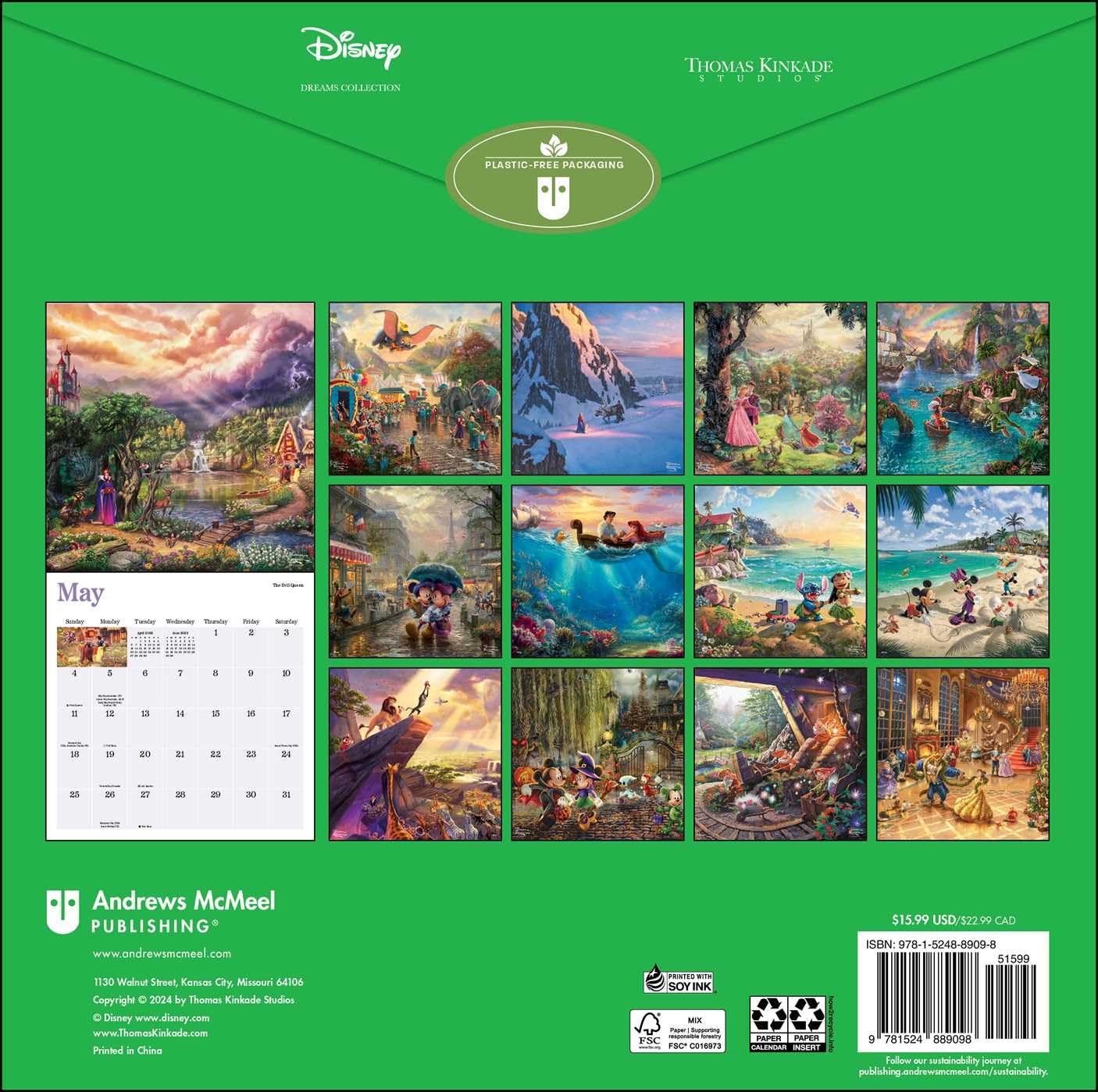 DISNEY DREAMS 2025 CALENDAR BY THOMAS KINKADE