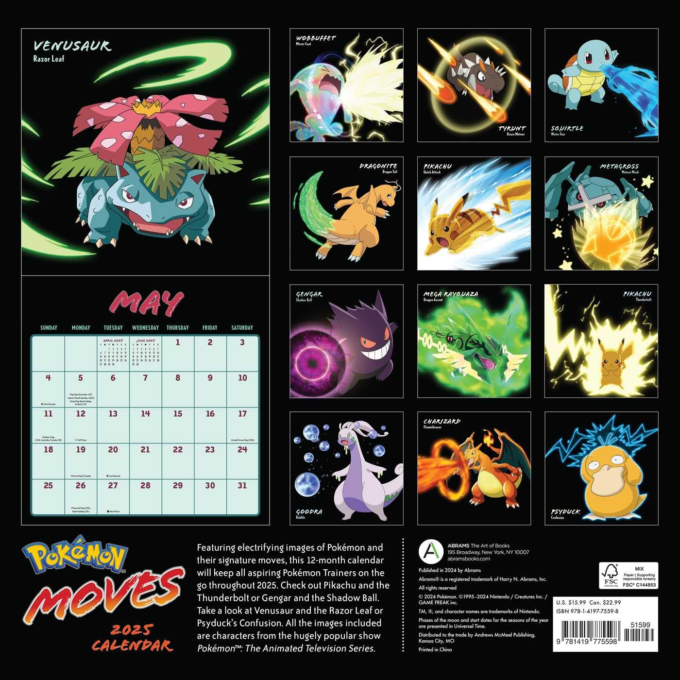 POKEMON MOVES 2025 CALENDAR