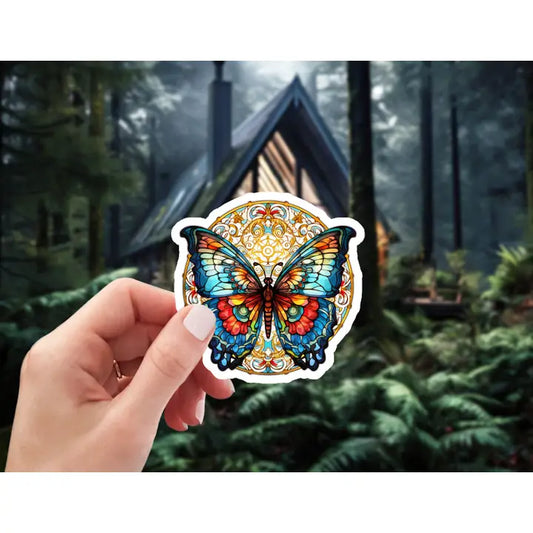 STAINED GLASS BUTTERFLY STICKER