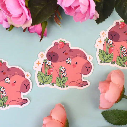 STRAWBERRY CAPYBARA STICKER