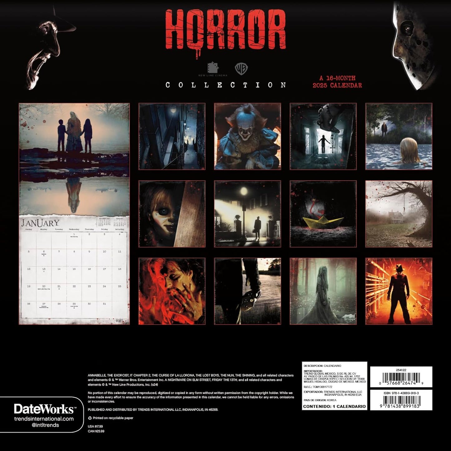 HORROR COLLECTION CALENDAR 2025