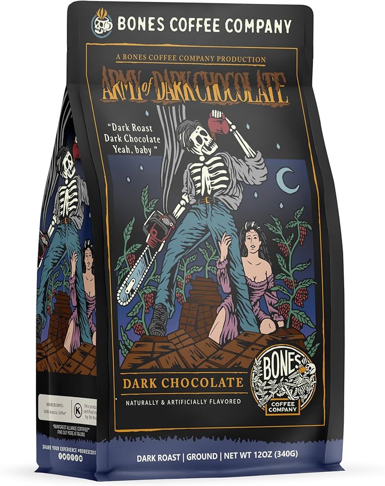 BONES COFFEE ARMY OF DARK CHOCOLATE 12OZ GROUND COFFEE