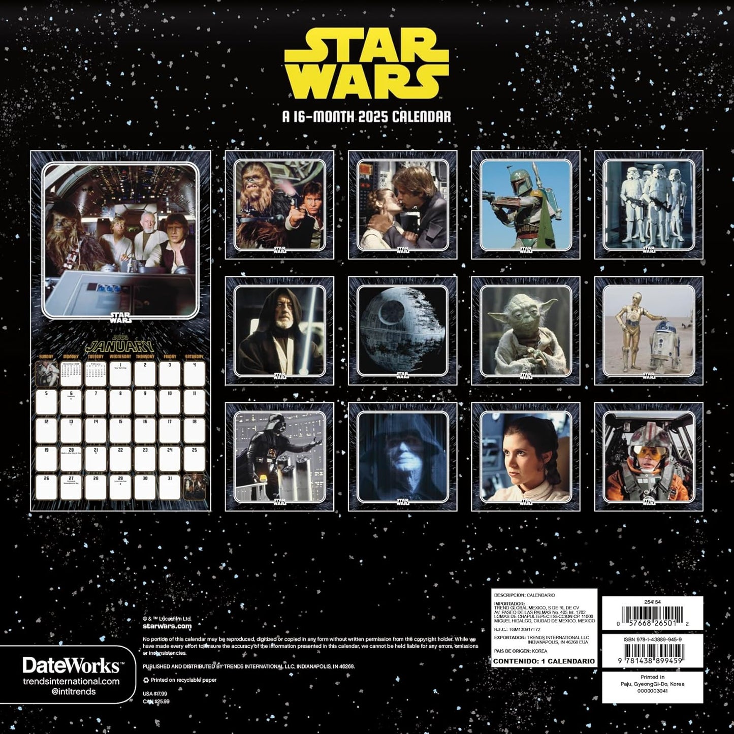 STAR WARS SAGA CALENDAR 2025