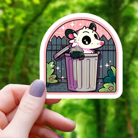 OPOSSUM IN A TRASHCAN STICKER