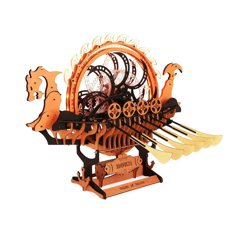 MECHANICAL WOODEN VIKING DRAGON SHIP MODEL