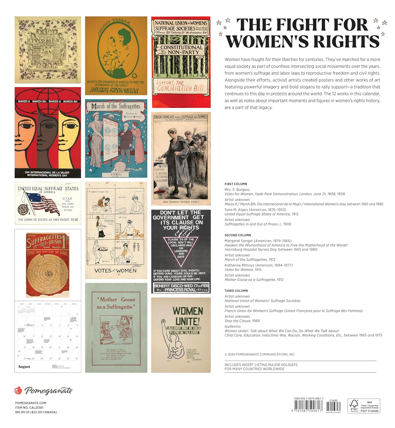 THE FIGHT FOR WOMEN'S RIGHTS 2025 CALENDAR