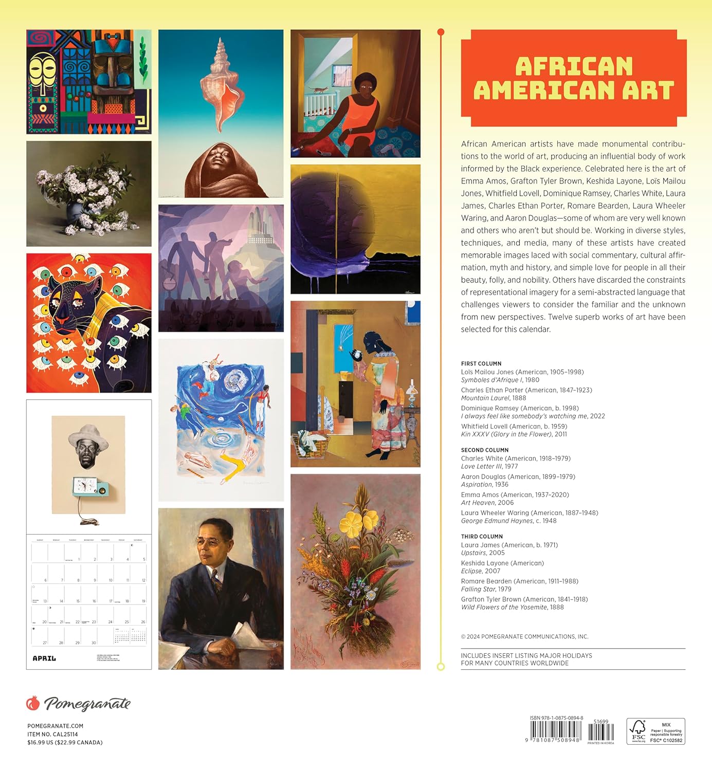 AFRICAN AMERICAN ART 2025 CALENDAR