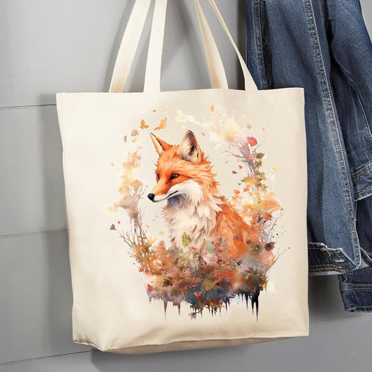 WATERCOLOR FOX CANVAS TOTE BAG