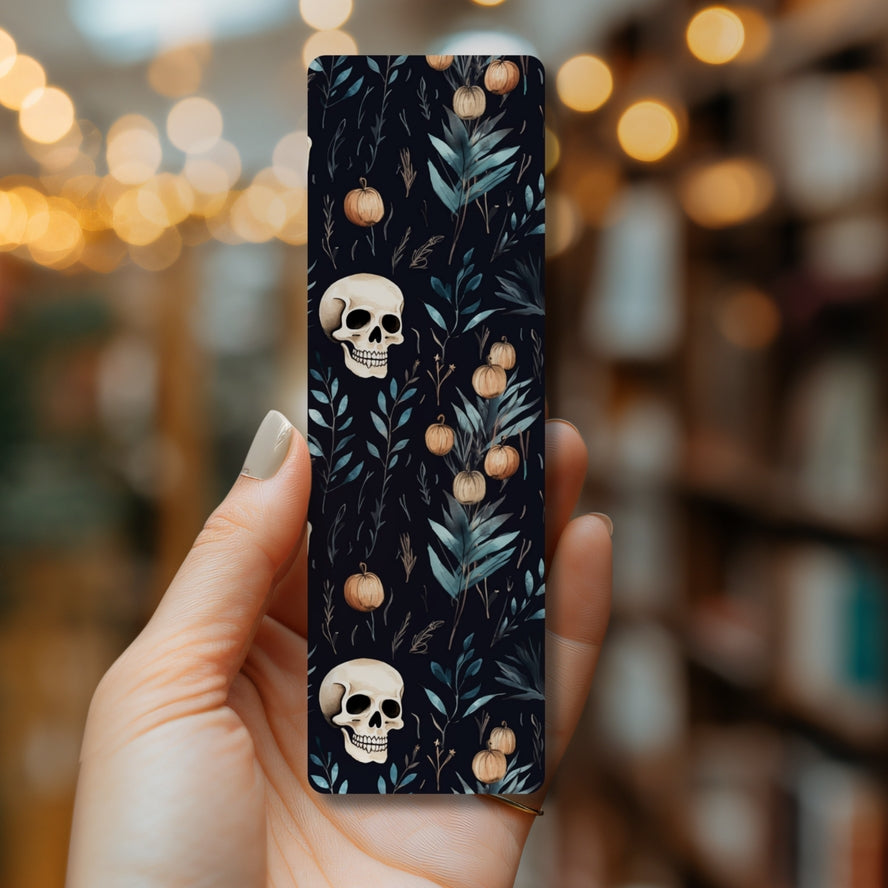 DARK FLORAL SKULL BOOKMARK