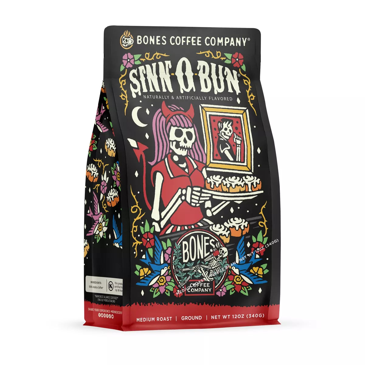 BONES COFFEE SINN-O-BUN 12OZ GROUND COFFEE