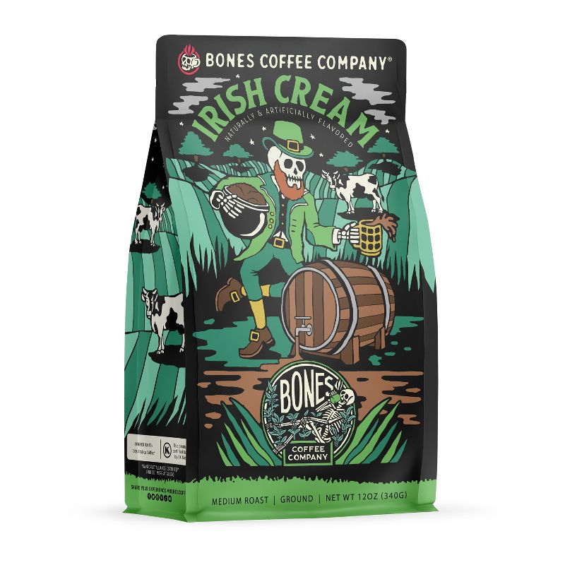 BONES COFFEE IRISH CREAM 12OZ GROUND COFFEE