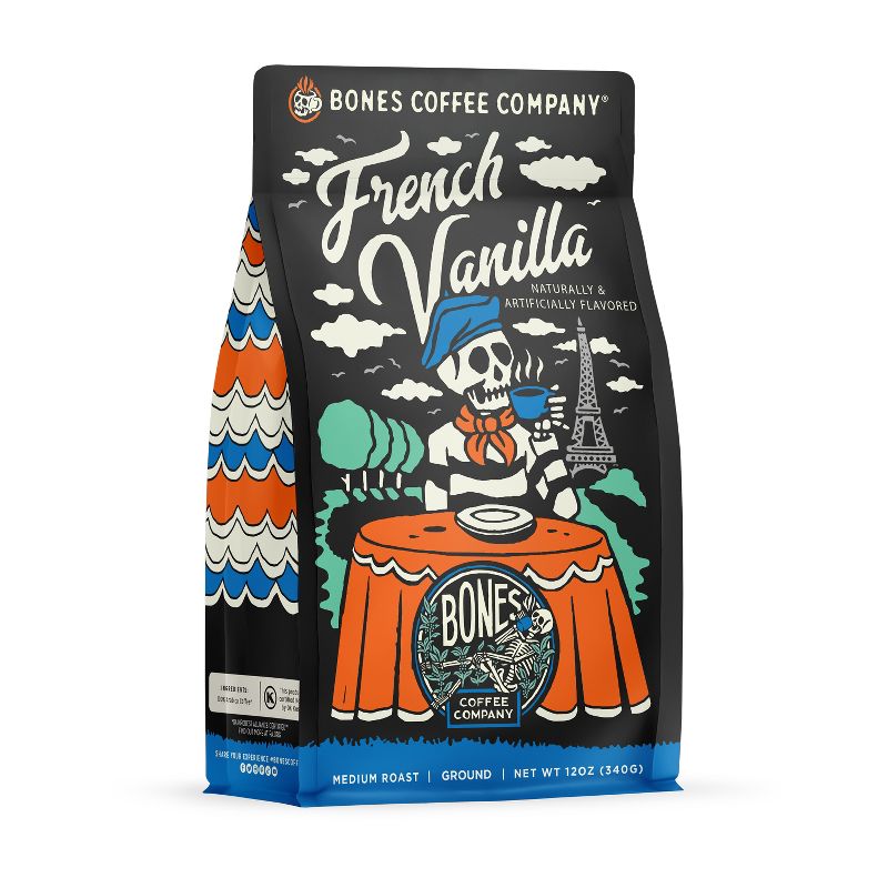 BONES COFFEE FRENCH VANILLA 12OZ GROUND COFFEE