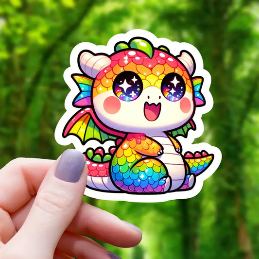 CHIBI SPARKLE RAINBOW DRAGON STICKER