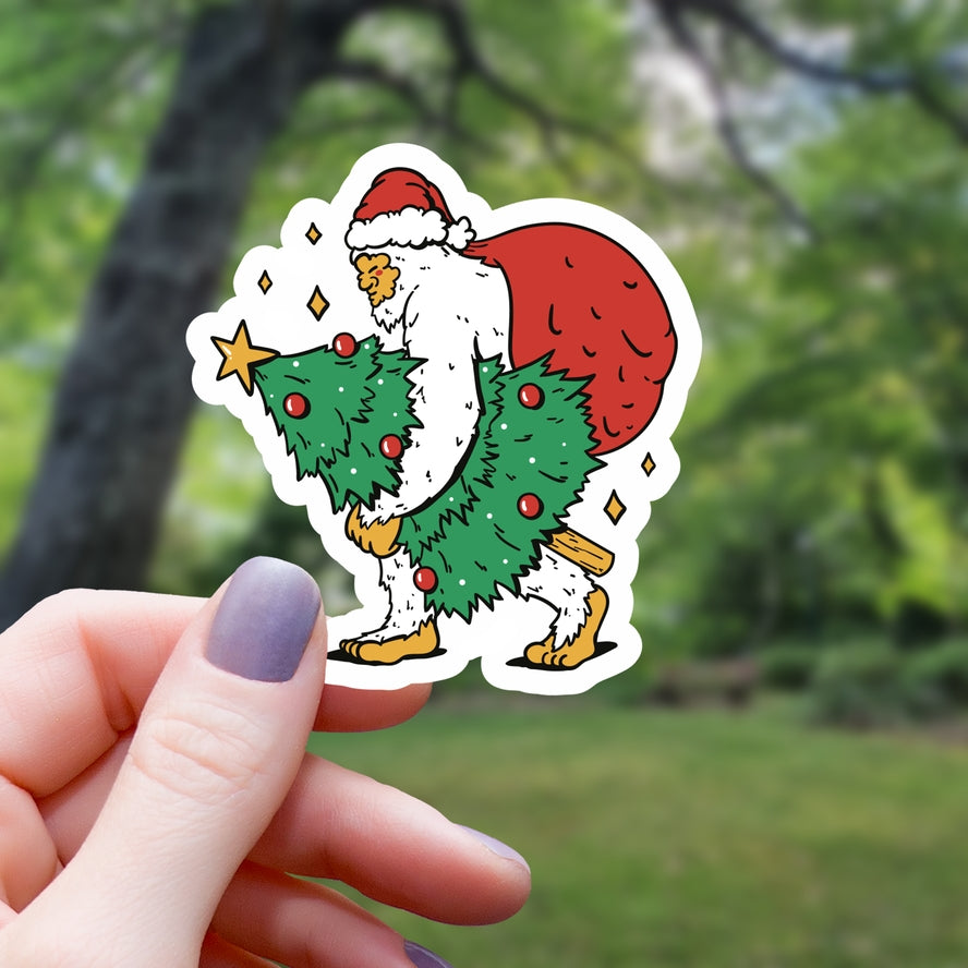 CHRISTMAS YETI WITH TREE STICKER