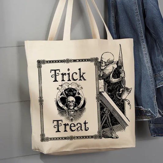 TRICK OR TREAT HALLOWEEN CANVAS TOTE BAG