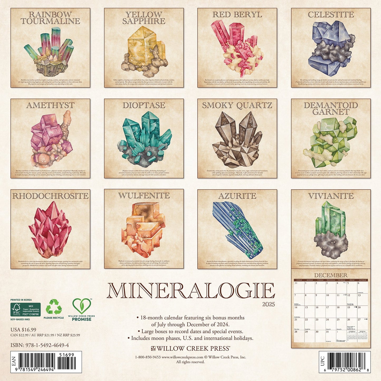 MINERALOGIE 18-MONTH CALENDAR 2025