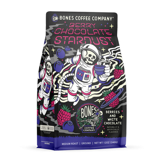 BONES COFFEE BERRY CHOCOLATE STARDUST 12OZ GROUND COFFEE