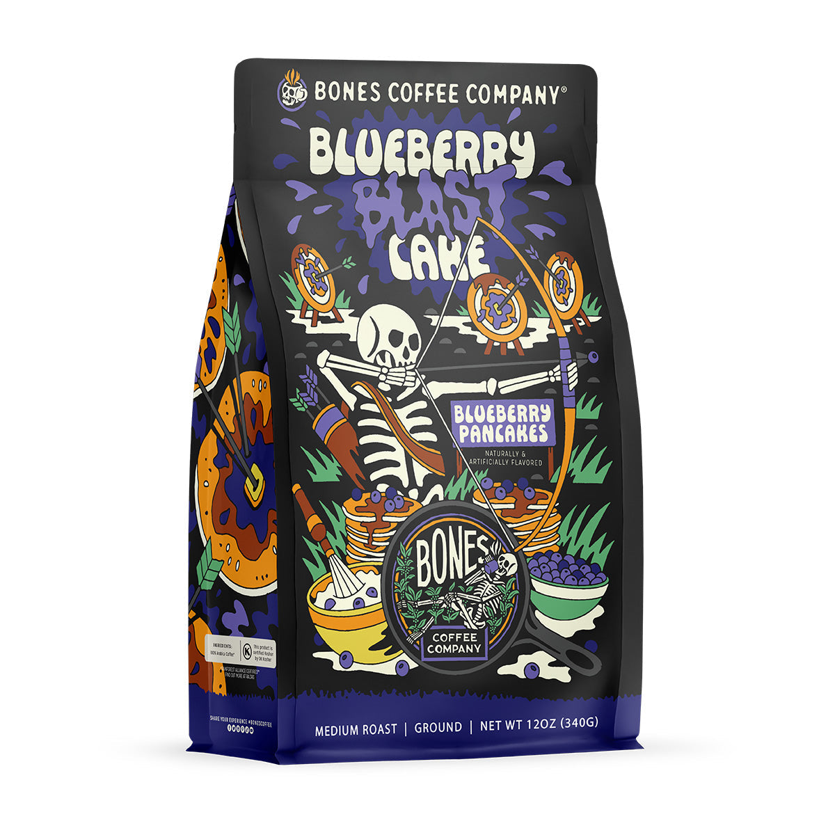 BONES COFFEE BLUEBERRY BLAST CAKE 12OZ GROUND COFFEE