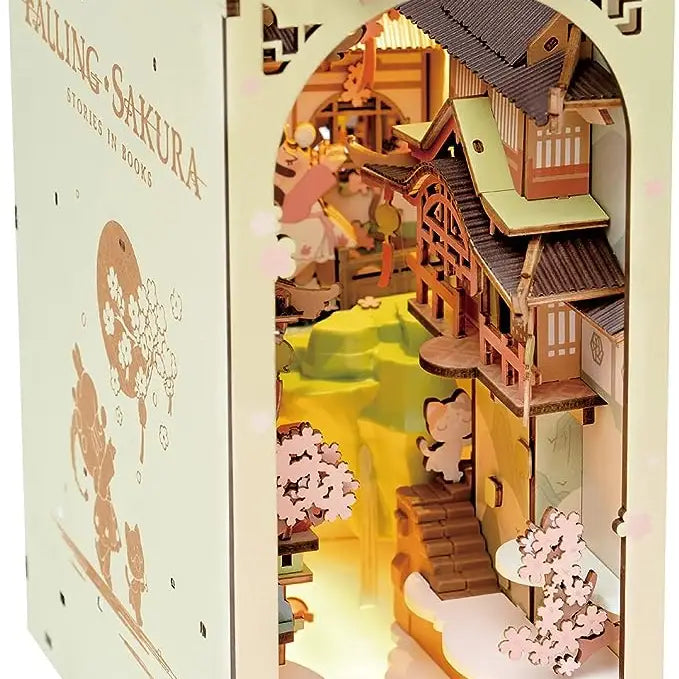 FALLING SAKURA 3-D WOODEN MINIATURE BOOK NOOK KIT