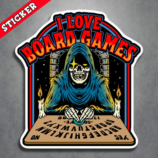 I LOVE BOARDGAMES GRIM REAPER STICKER