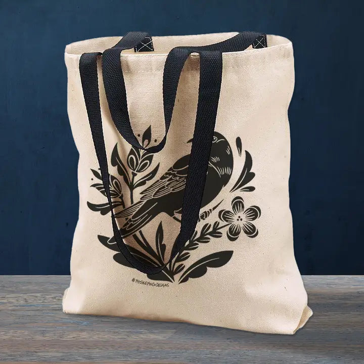 CROW FOLK ART TOTE BAG