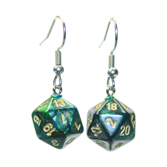 HOOK EARRINGS MINI D20 SCARAB JADE