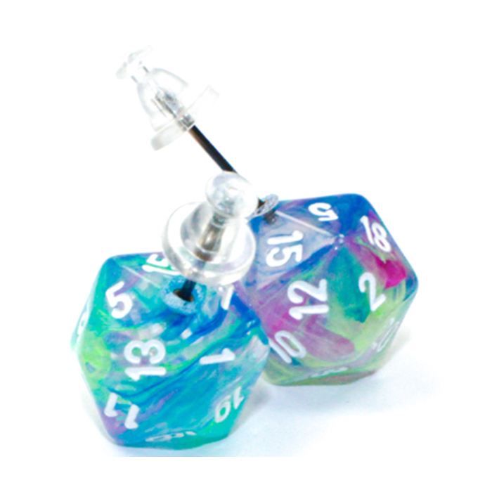 STUD EARRINGS MINI D20 FESTIVE WATERLILY